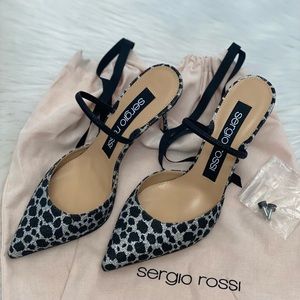 😍NIB-SERGIO ROSSI Glitter Ocelot +Naplys-Var.Argentine Godiva Scarpe Donna 6.5